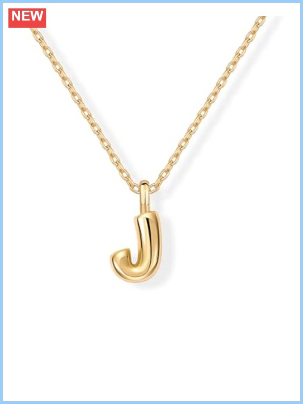 14K Gold Plated Dainty Chunky Bubble Initial Letter Pendant Necklace for Women